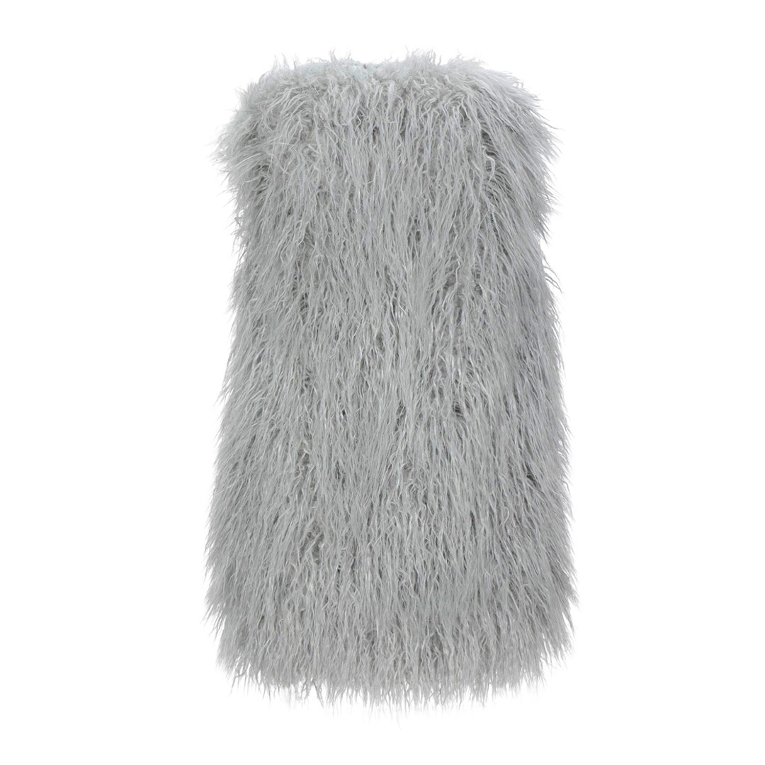 Robe bustier en fausse fourrure grise 