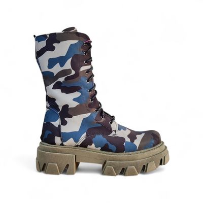 bottines femme camouflage chunky semelle épaisse lacets 