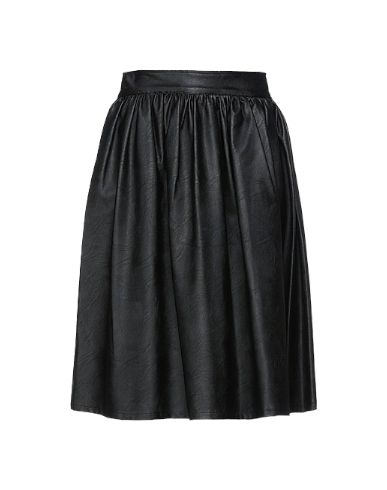 jupe patineuse mi-longue femme en cuir vegan noir