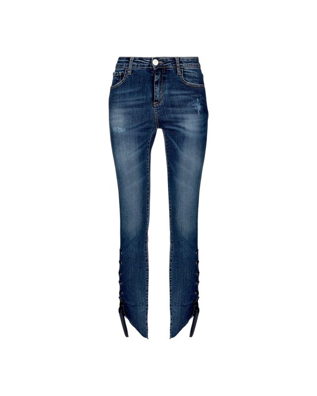jean skinny court avec lacet latéral 