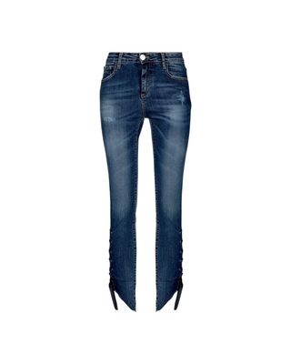 jean skinny court avec lacet latéral 