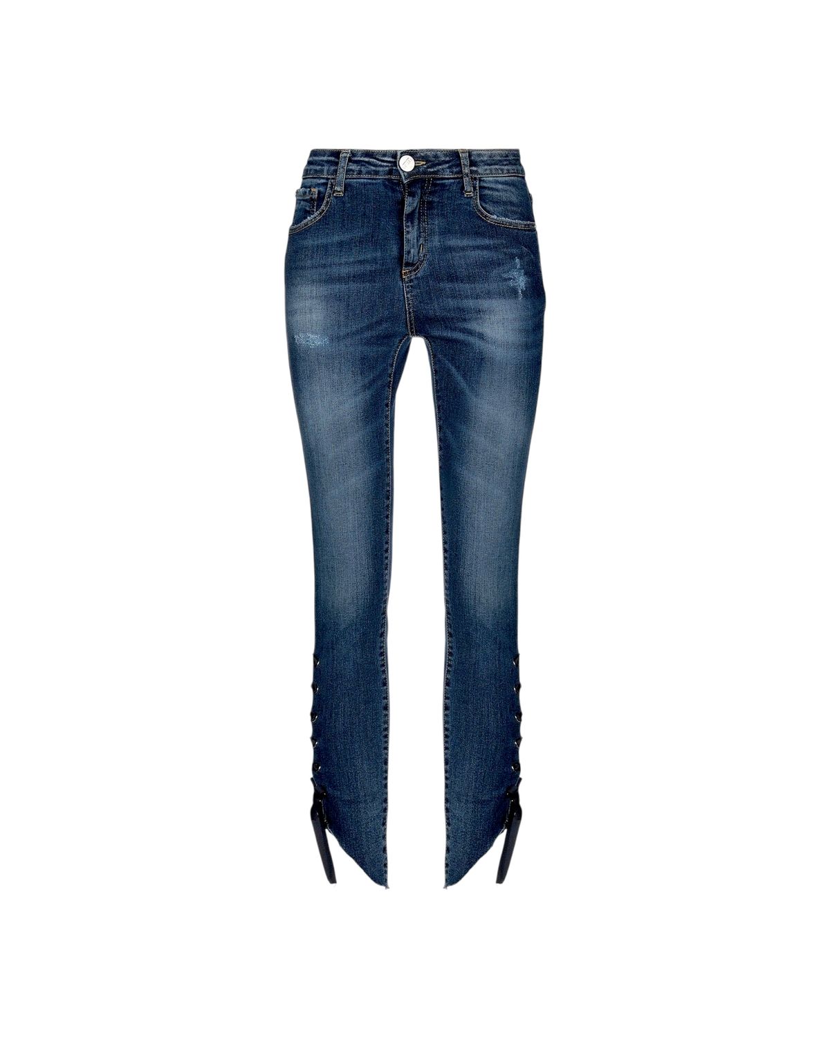 jean skinny court avec lacet latéral 