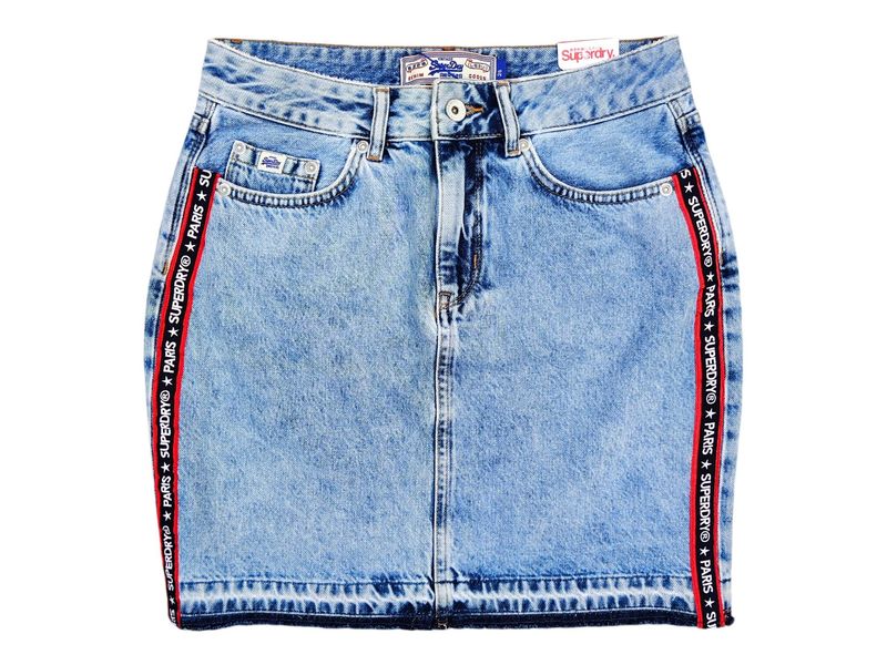 Mini Jupe En Jean Droite Bleu Clair - Superdry - Femme