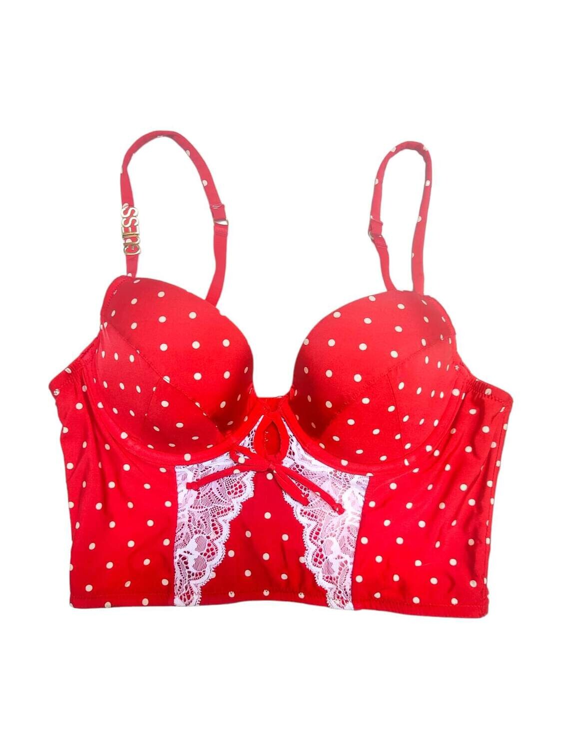 bustier femme rouge à pois blanc Guess