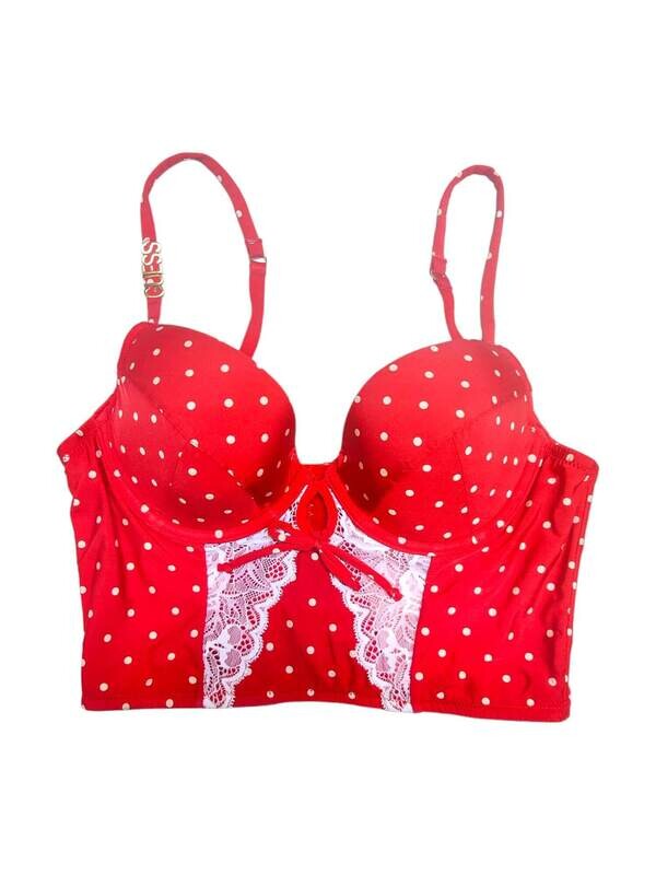 bustier femme rouge à pois blanc Guess
