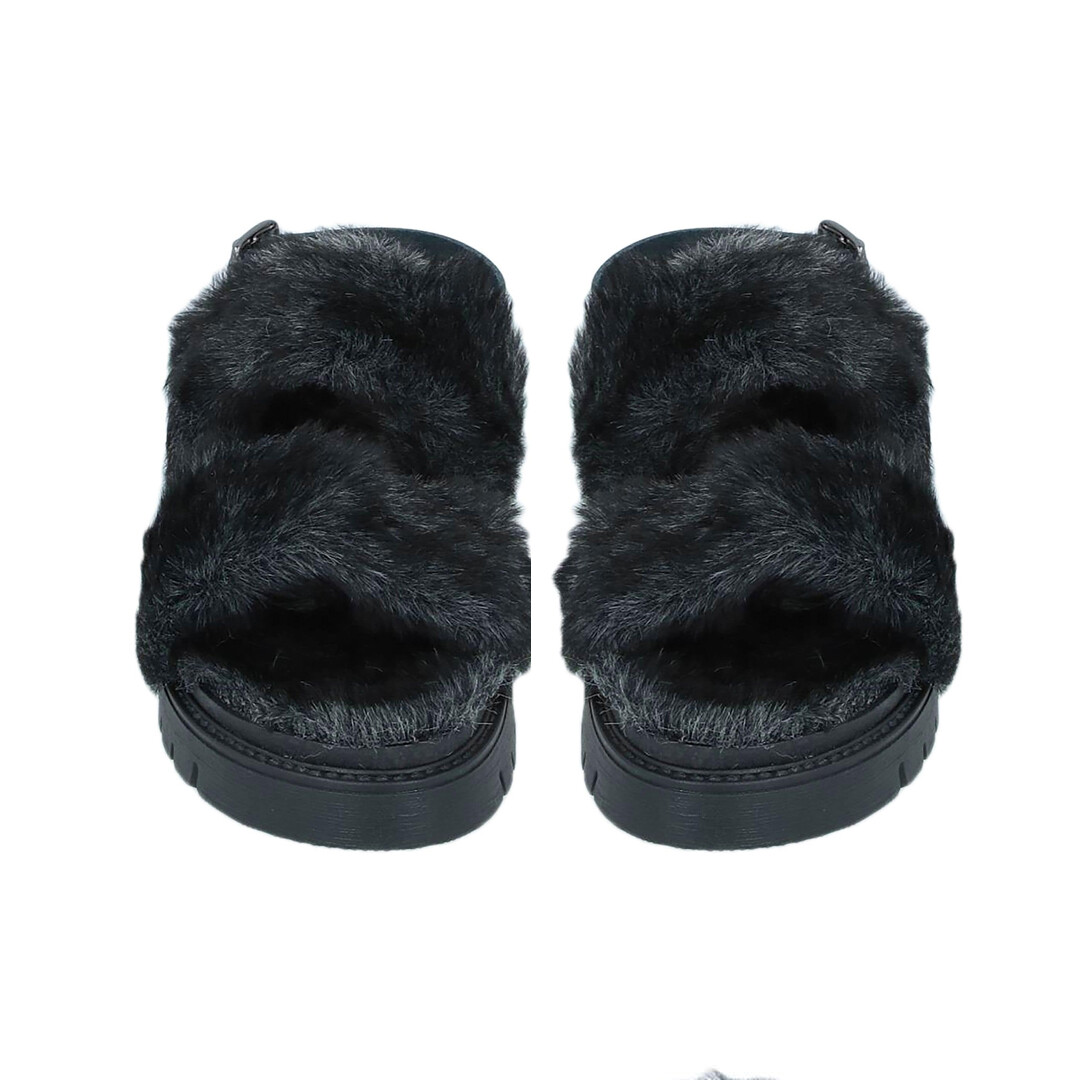 Sandale en fourrure noire Genève