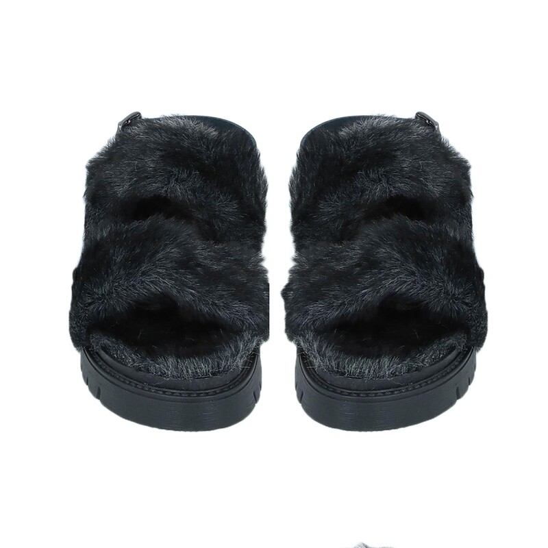 Sandale en fourrure noire Genève