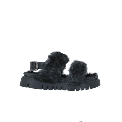 Sandales fourrure chunky noire – 37 40