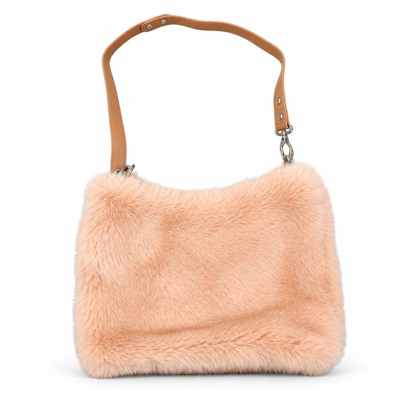 Sac fausse fourrure beige Pinko