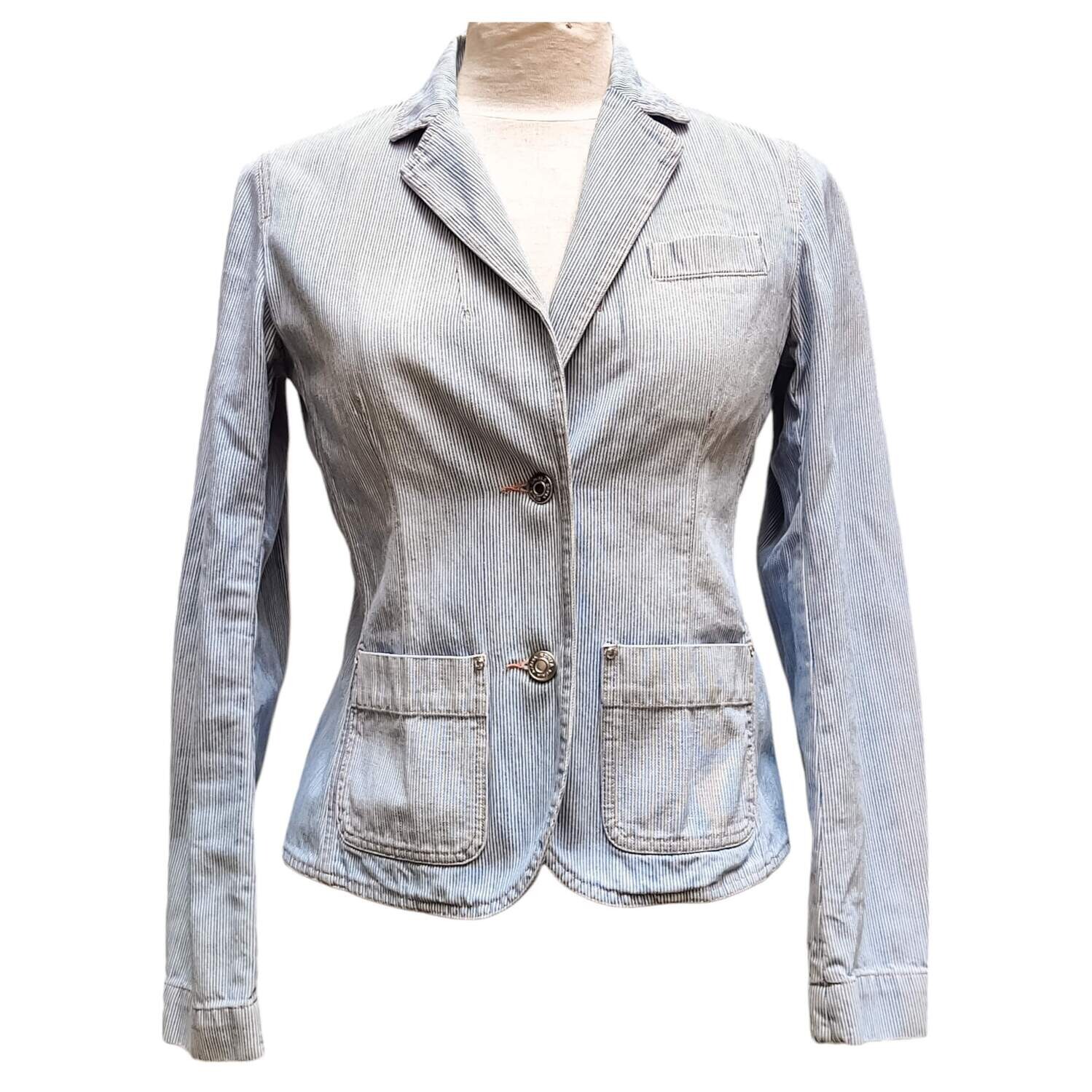 Veste tailleur femme à fines rayures coton denim – Sonia Rykiel Vintage