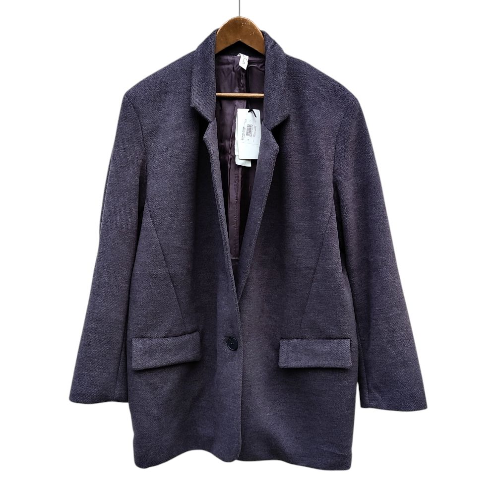 Veste Blazer Gris Velours Oversize Femme