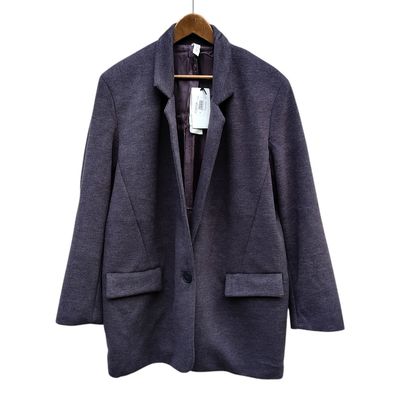 Veste Blazer Gris Velours Oversize Femme
