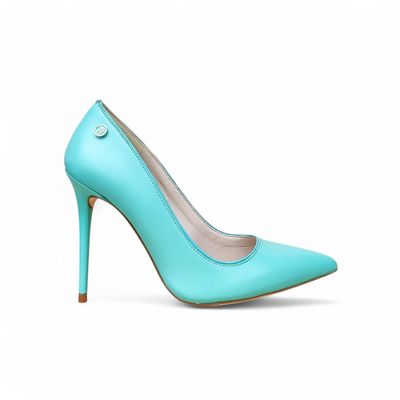 escarpin bleu turquoise talon aiguille cuir