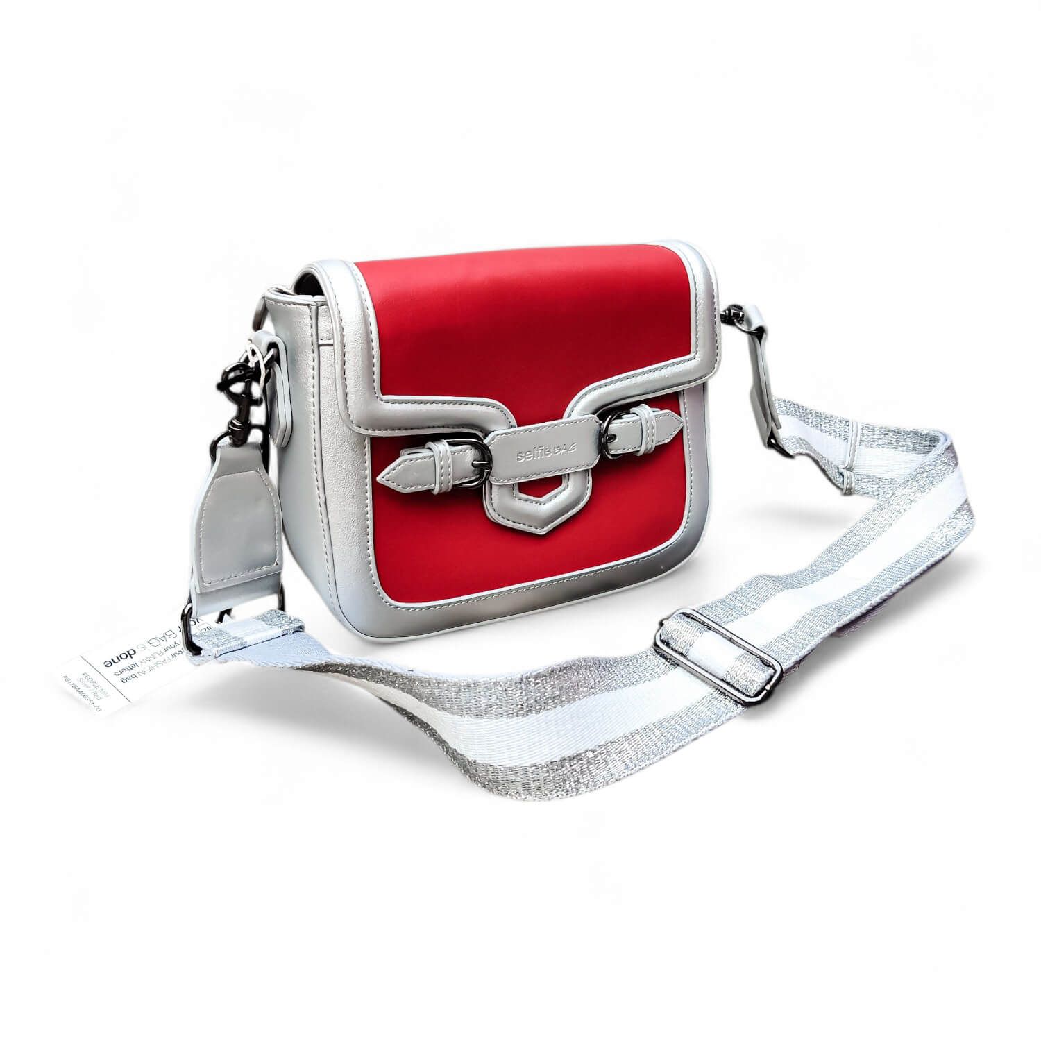 sac bandouliere femme rouge et argent 