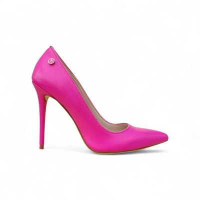 escarpin rose fuchsia à talon aiguille en cuir vegan