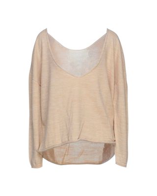 Pull laine beige chiné - col V - M