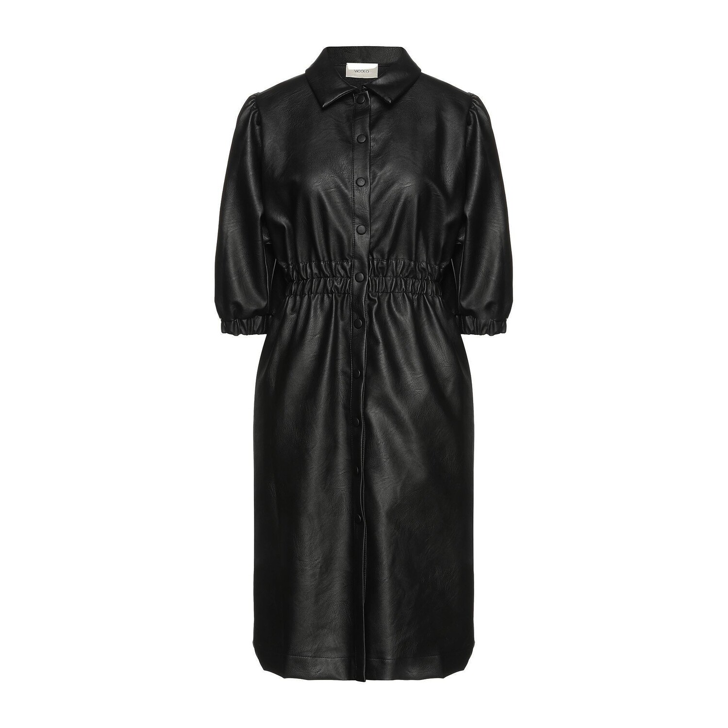 Robe mi-longue simili cuir noir Vicolo