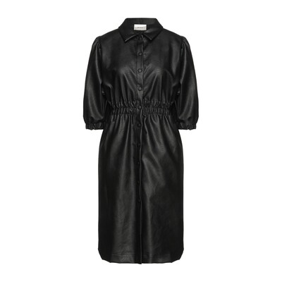 Robe mi-longue simili cuir noir Vicolo