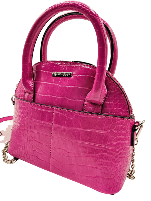 Sac femme bandoulière rose fuchsia effet croco