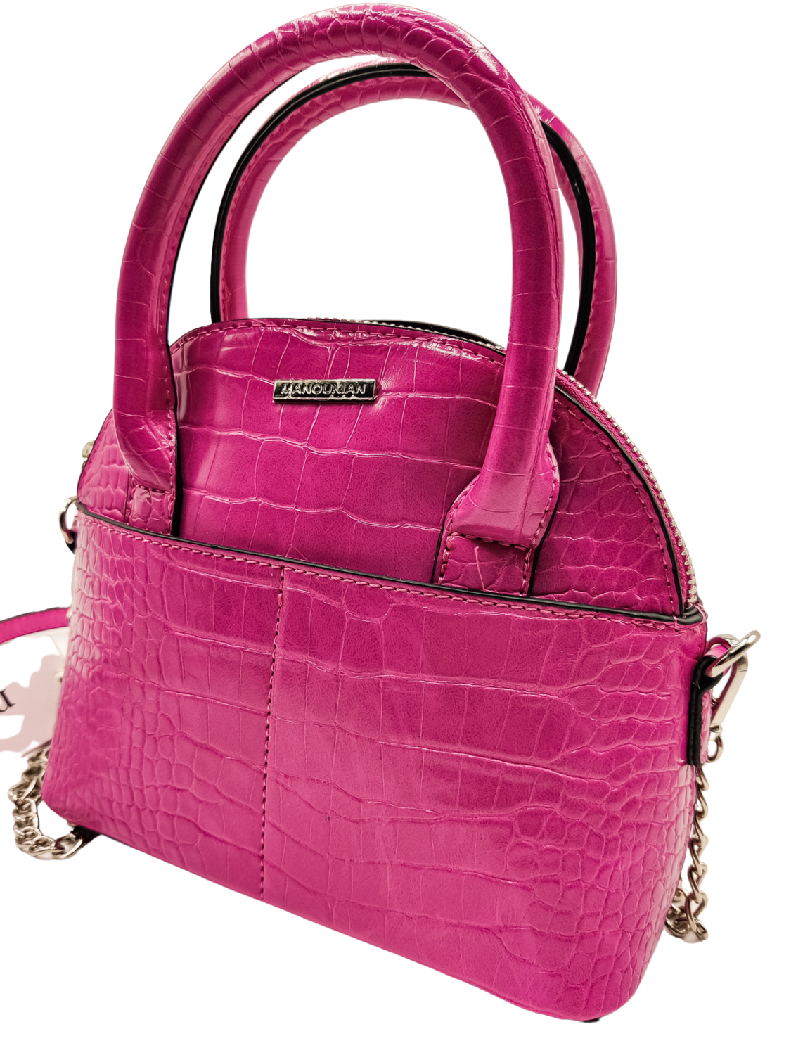 Sac femme bandoulière rose fuchsia effet croco
