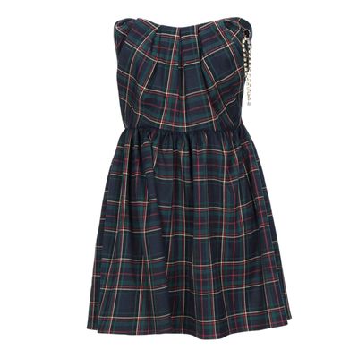 Robe bustier tartan verte femme 