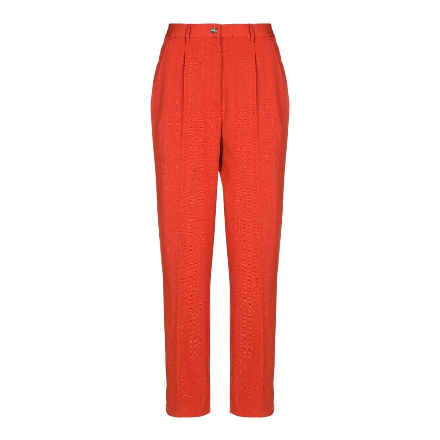 pantalon à pinces femme droit taille haute orange brique 