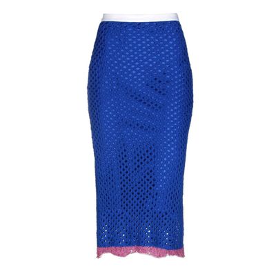 Jupe crayon bleu en maille ajourée - MM6 - Femme