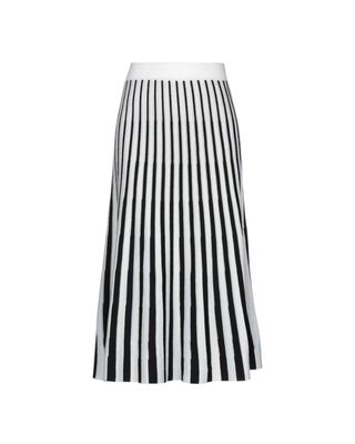 Jupe mide femme blanche rayures verticales noir et blanc 