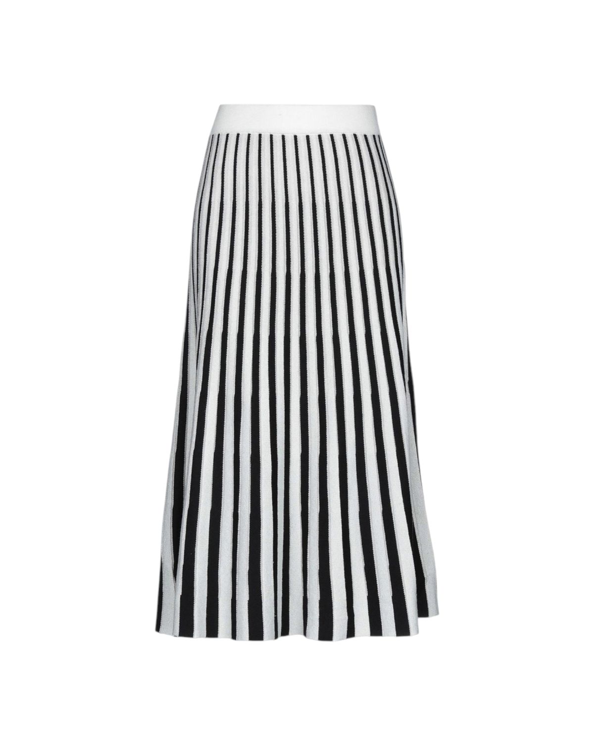 Jupe mide femme blanche rayures verticales noir et blanc 