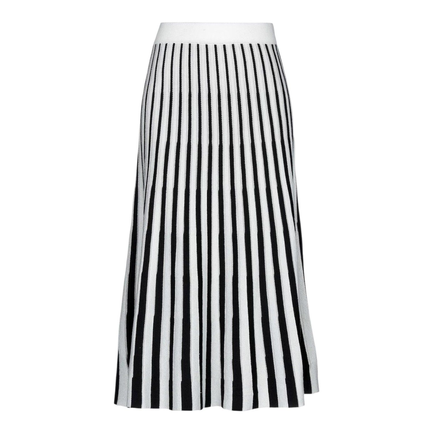 jupe midi femme rayures verticales noir blanc argent laine