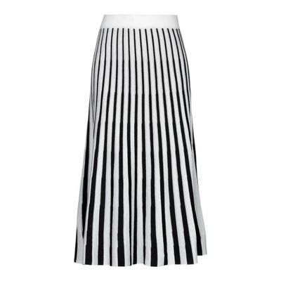 jupe midi femme rayures verticales noir blanc argent laine