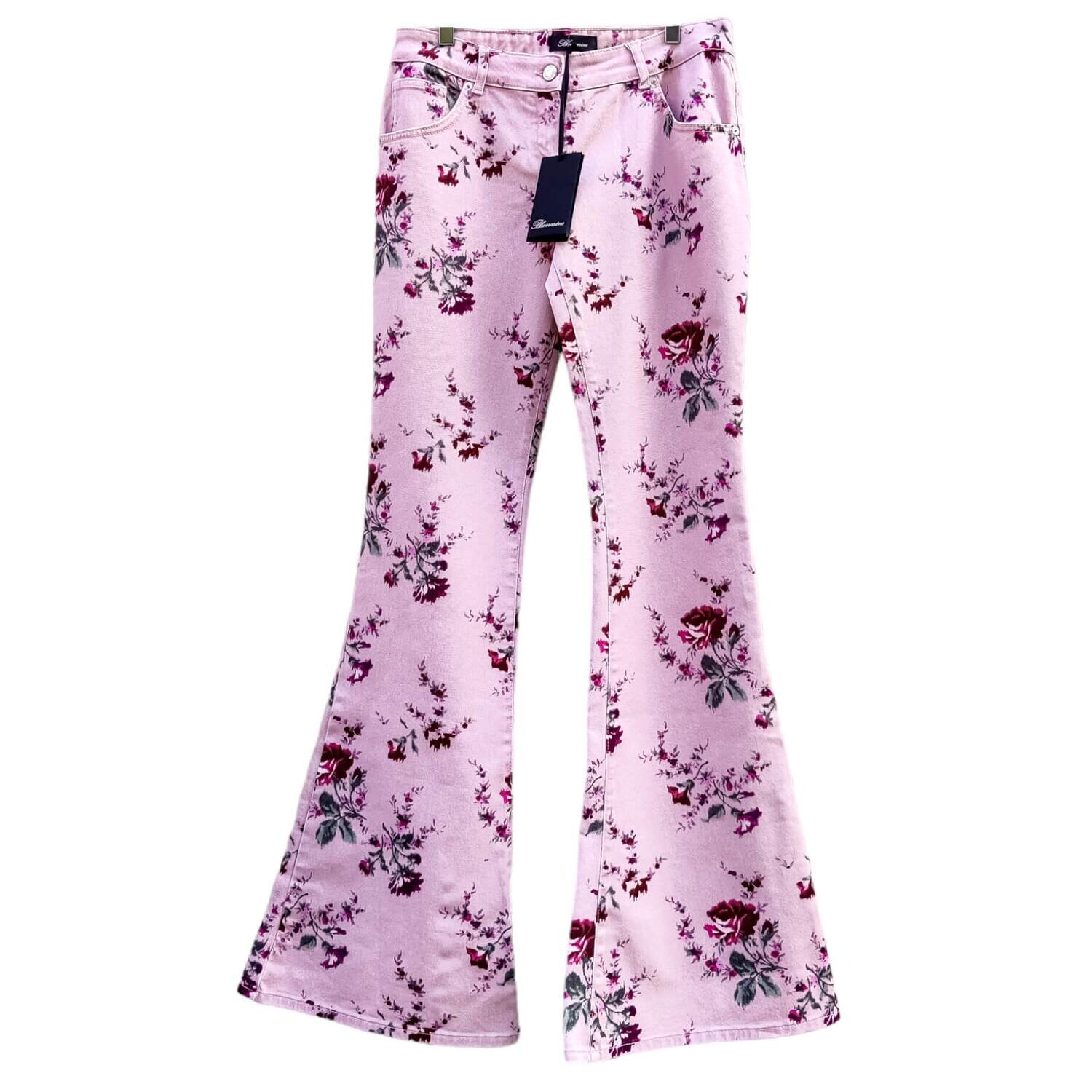 jean flare fleuri rose femme taille haute - Blumarine