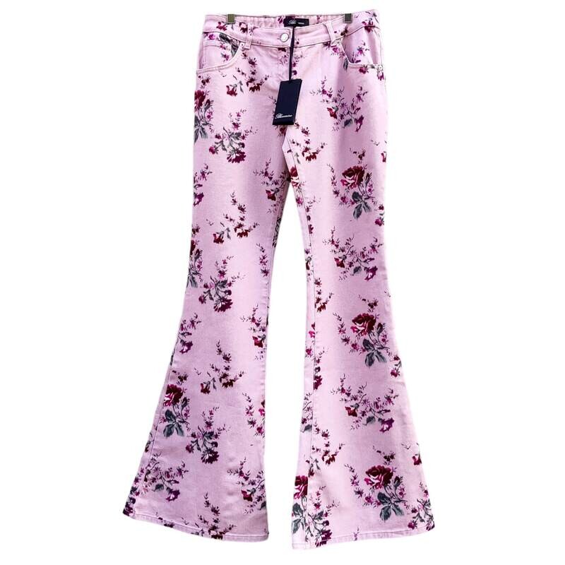 jean flare fleuri rose femme taille haute - Blumarine