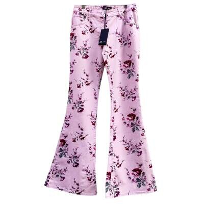 jean flare fleuri rose femme taille haute - Blumarine