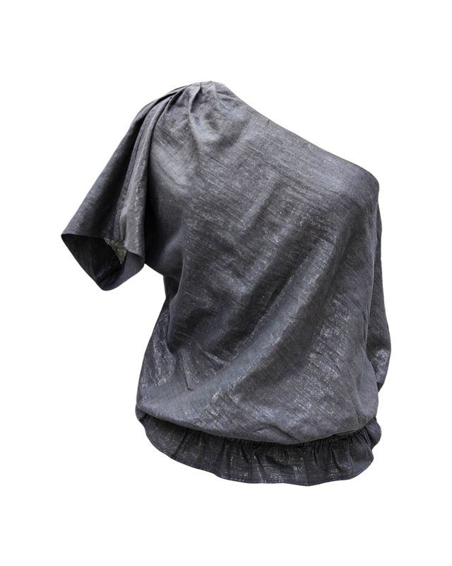 Top asymétrique une manche courte - gris foncé argenté - M