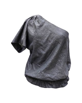 Top asymétrique une manche courte - gris foncé argenté - M