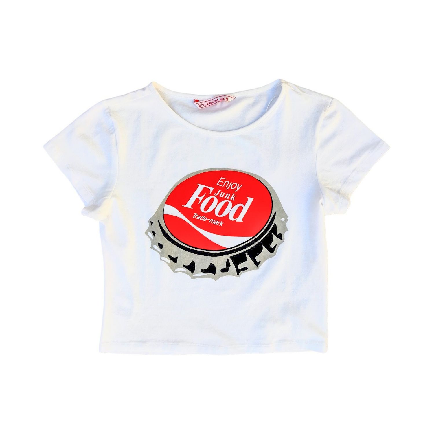 T-shirt femme blanc imprimé capsule de bouteille Junk Food – M