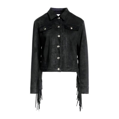 Veste noire femme en velours à franges