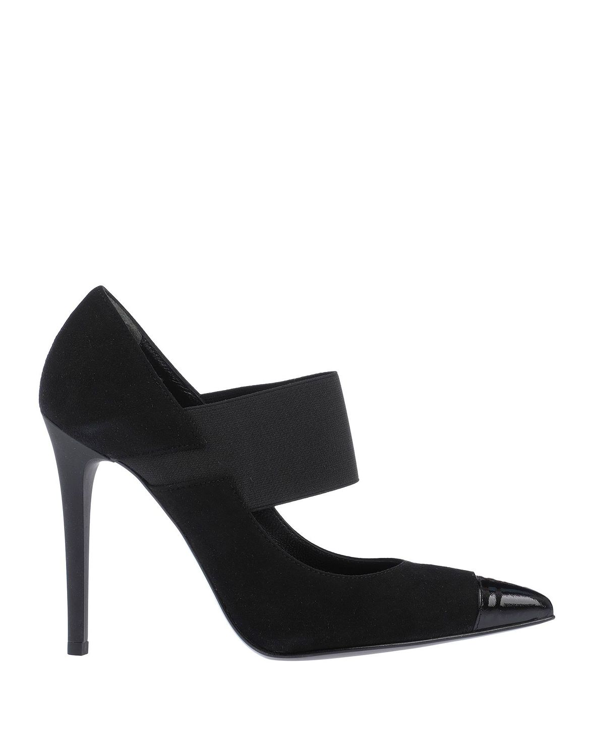 Escarpin italien en daim noir à talon haut style sportchic