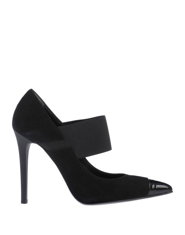 Escarpin italien en daim noir à talon haut style sportchic