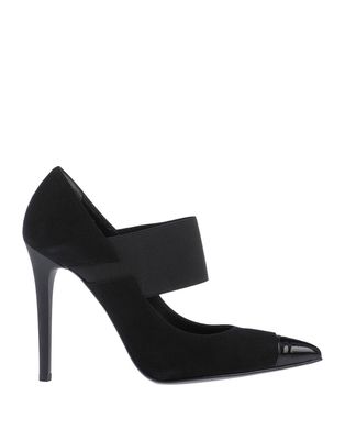 Escarpin italien en daim noir à talon haut style sportchic