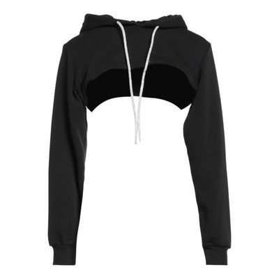 Sweat crop Très Court Noir à Capuche - Femme