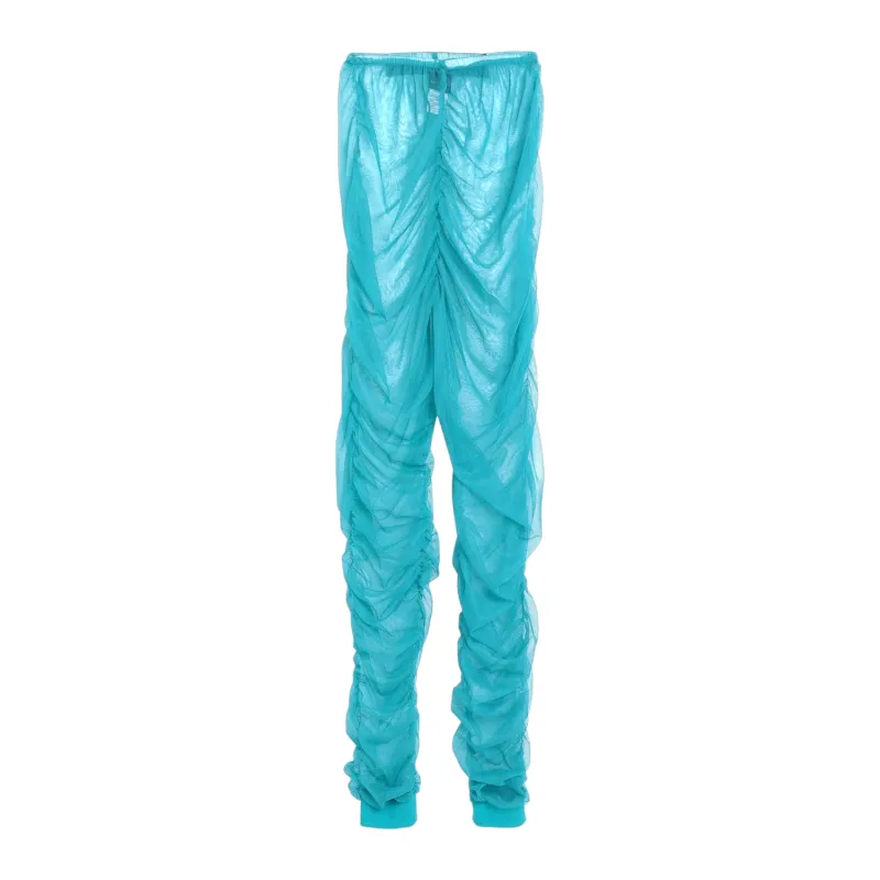 pantalon legging mesh/tulle transparent turquoise femme 
