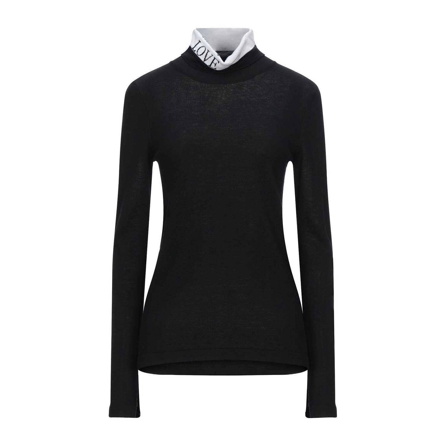 Pull femme col roulé noir avec inscription 'love' au col