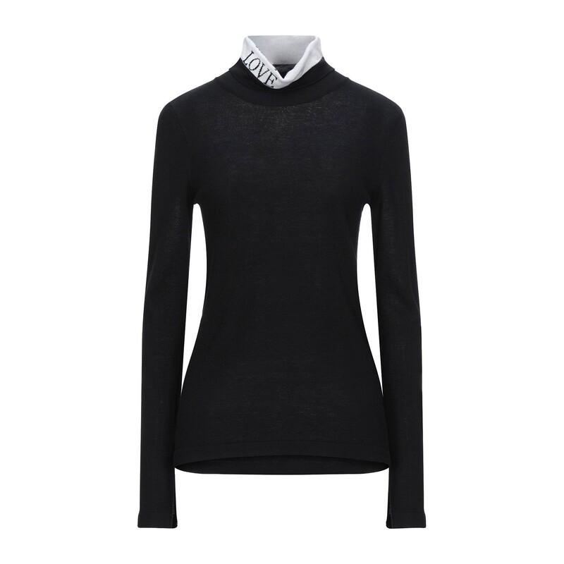 Pull femme col roulé noir avec inscription 'love' au col
