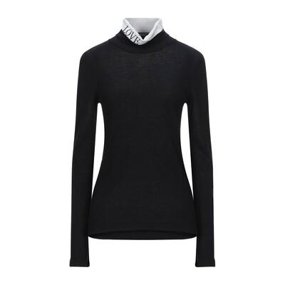 Pull femme col roulé noir avec inscription 'love' au col