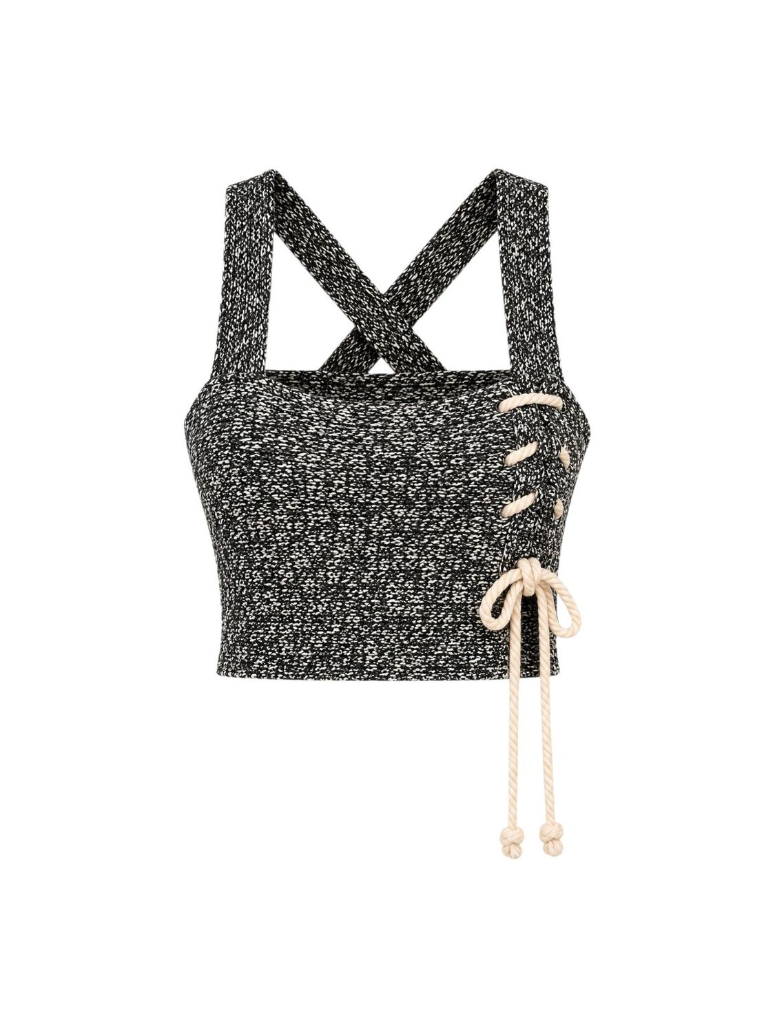 Top court maille gris chiné - S