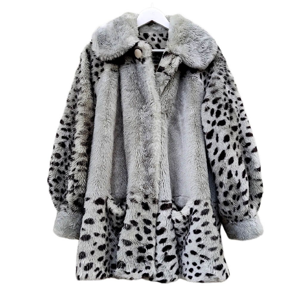 Manteau léopard femme gris - Vintage année 70 - Made in France 