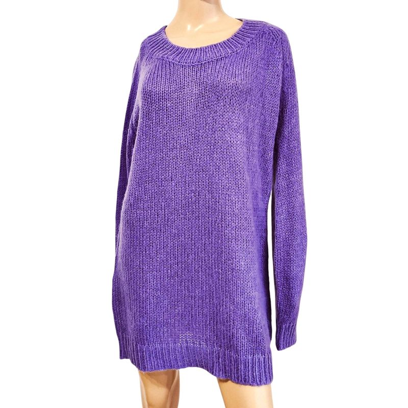 Robe pull femme maille tricot violet - XS
