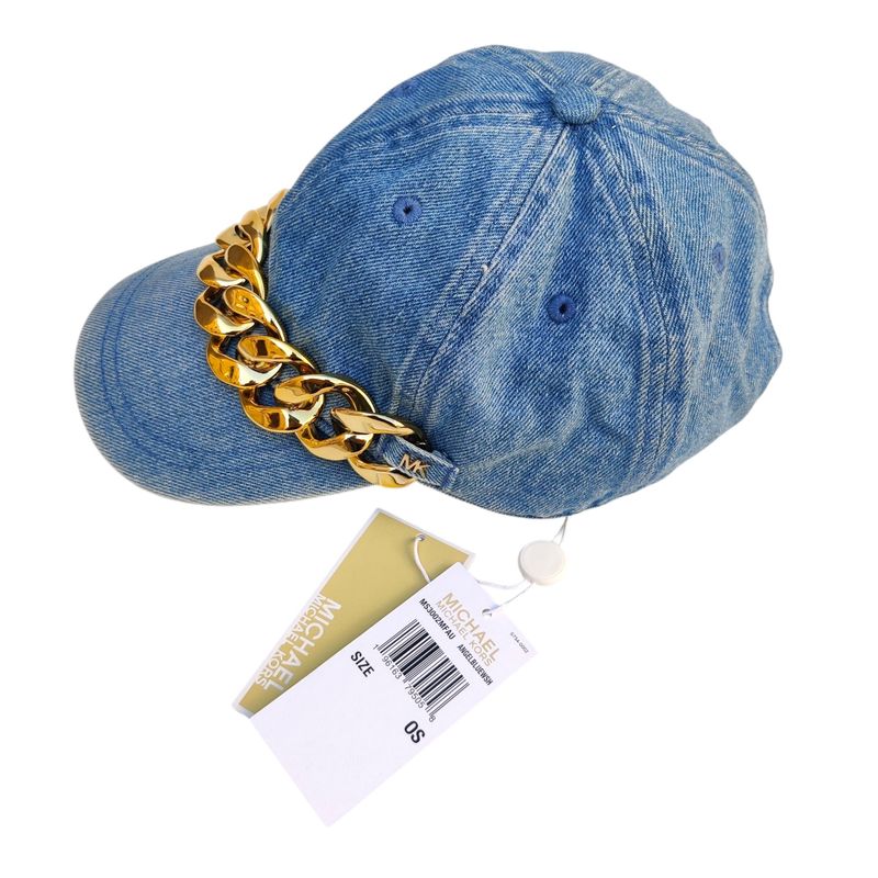 casquette en jean femme bleu avec chaîne dorée